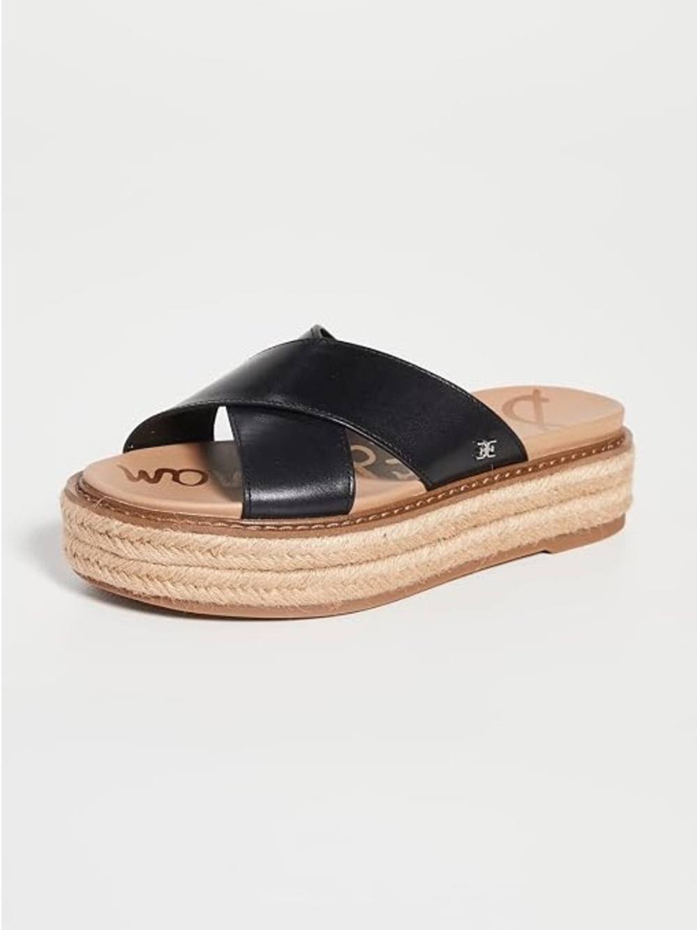 Sam Edelman Black Leather Crisscross Espadrille Platform Sandal